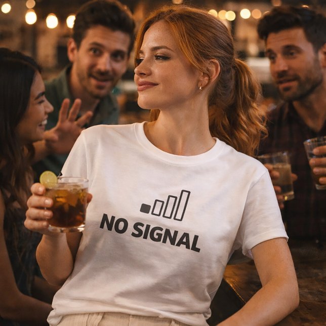 Camiseta de Humor Tech Minimalista Sem Sinal (Criador carregado)