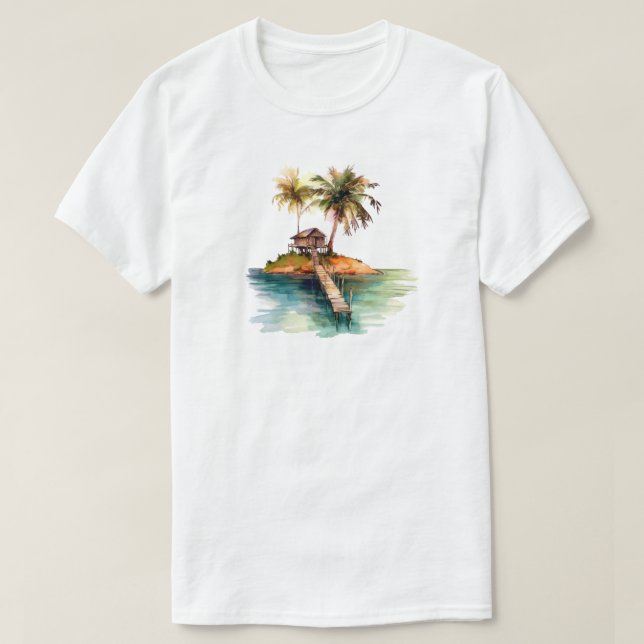 Camiseta de Ilha Tropical (Frente do Design)