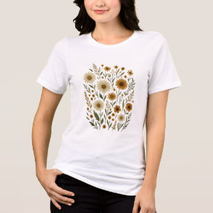 Camiseta de Ilustração Botânica de Flor Silvestre