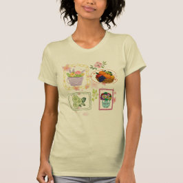 Camiseta de Ilustração de Frutas Florais |