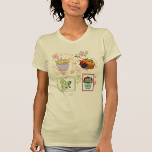 Camiseta de Ilustração de Frutas Florais