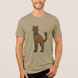 Camiseta de Ilustração de Gato no Estilo Egípcio