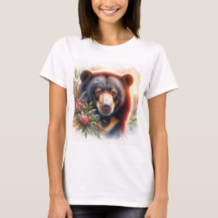 Camiseta de ilustração em aquarela do urso-do-sol