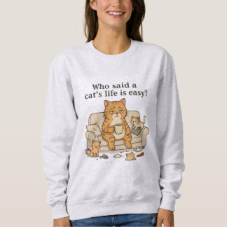 Camiseta de ilustração engraçada de gato cansado c