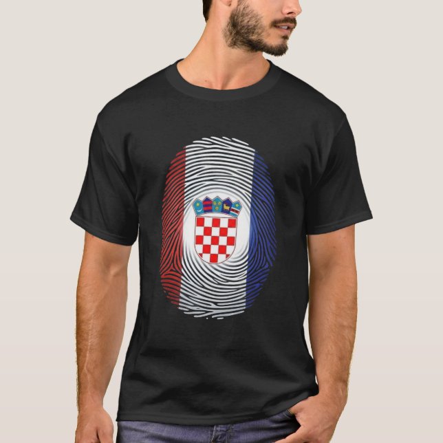 Camiseta de impressão digital da bandeira da Croác (Frente)