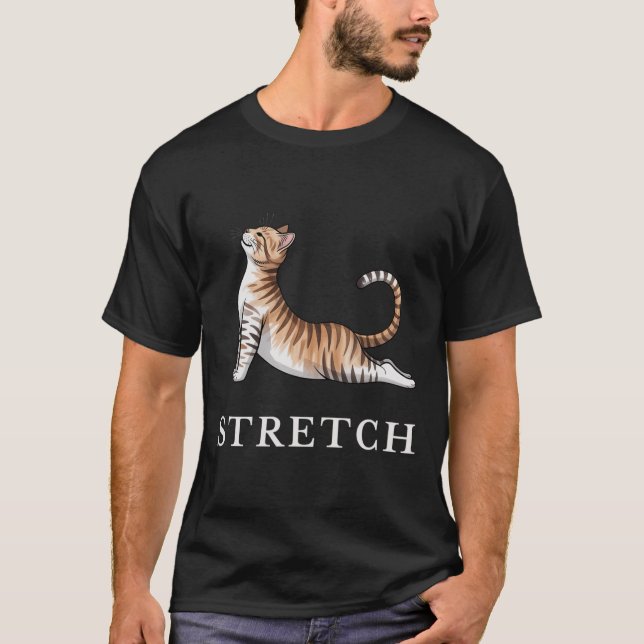 Camiseta de Ioga de Gato Elástico Calmo Lance Fofo (Frente)