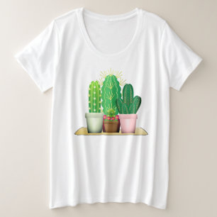 Camiseta de Jardim / Plantas de Cacto em Aquarela