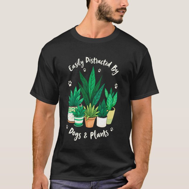 Camiseta de Jardineiro Facilmente Distraído Por Pl (Frente)