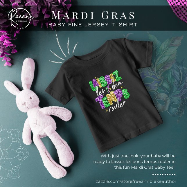 Camiseta de Jersey Fina de Mardi Gras para Bebê (Criador carregado)