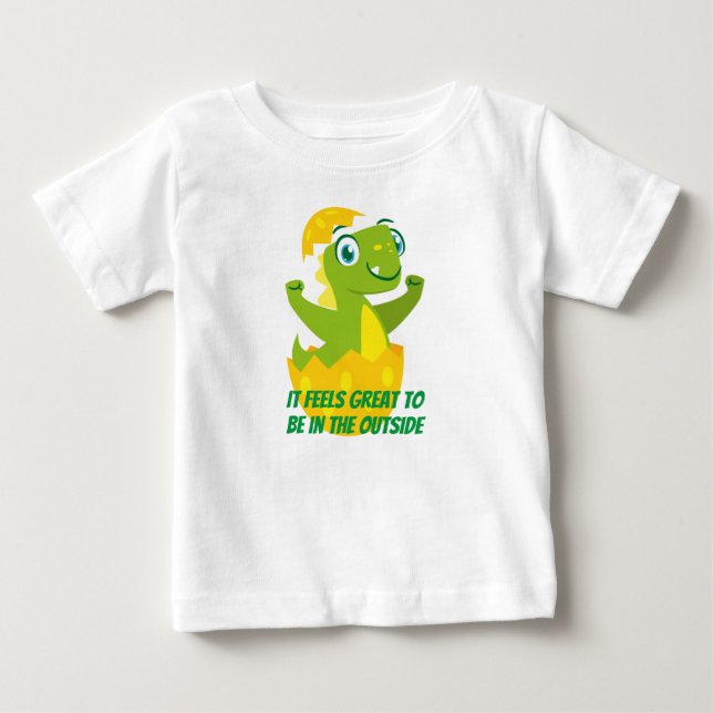 Camiseta de Jersey Fina Dino Chick Bebê (Frente)