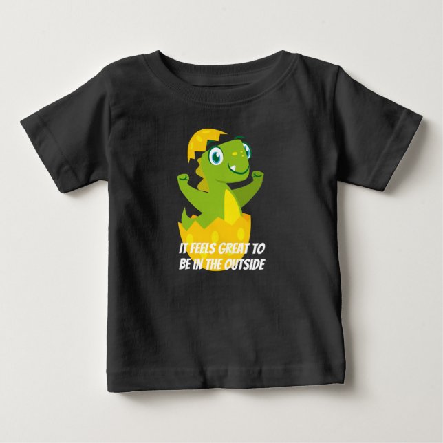 Camiseta de Jersey Fina DinoChick Bebê (Frente)