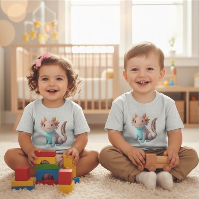 Camiseta de Jersey Fina para Bebê Axolote Adorável (Criador carregado)