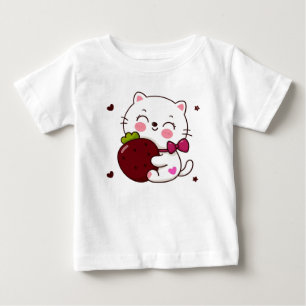 Camiseta de Jersey Fina Strawberry Kitty Love Baby
