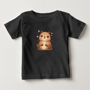 Camiseta de Jersey Fino de Capivara Bebê Kawaii Fo