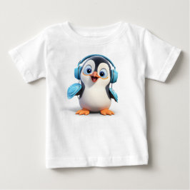 Camiseta de Jersey Fino para Bebê com Pinguim de D