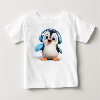Camiseta de Jersey Fino para Bebê com Pinguim de D