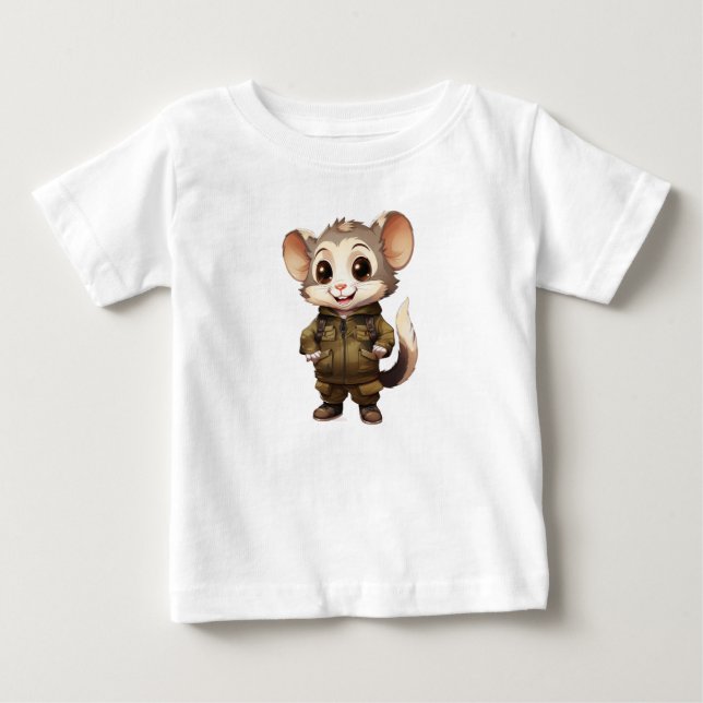 Camiseta de Jersey Fino para Bebê com Possum de De (Frente)