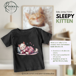 Camiseta de Jersey Fino para Bebê Gatinho Sonolent