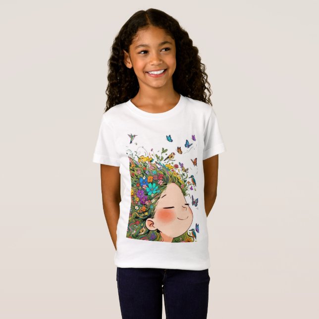 Camiseta de Jersey Fino para Meninas Confidentes (Frente Completa)