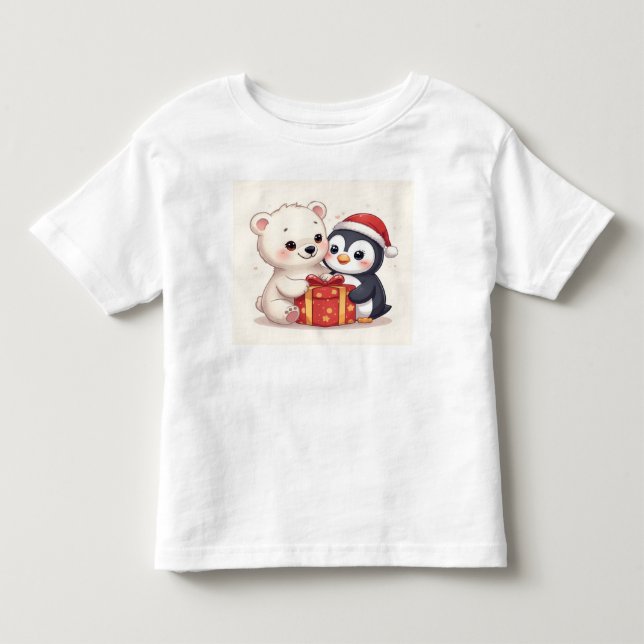 Camiseta de Jersey para Bebê de Urso Polar Fofo e  (Frente)
