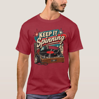 Camiseta de jogador de disco de vinil retrô 'Keep 