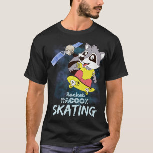 Camiseta de Jogador de Espaço Fofo de Guaxinim em 