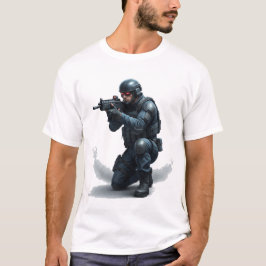 Camiseta de Jogador de FPS com Capacete Tático