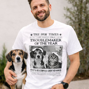 Camiseta de Jornal Personalizada do Pet Encrenquei