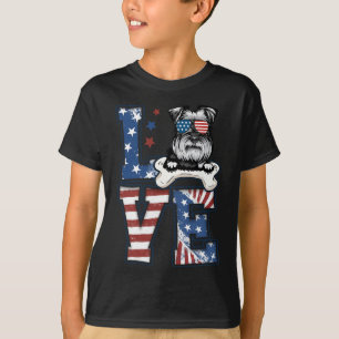 Camiseta De Julho Decor Patriótico Amor Schnauzer Cão Usa F