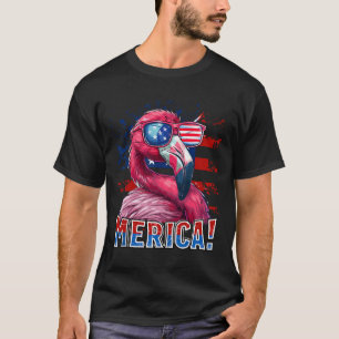 Camiseta De Julho Merica Flamingo American Flag Kids Men Wa