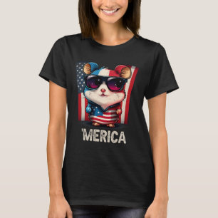 Camiseta De Julho Patriótico Hamster Merica
