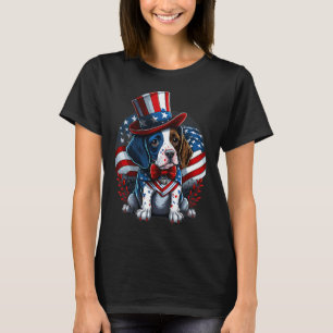 Camiseta De Julho Patriótico, Ponteiro Inglês, Bandeira Dos