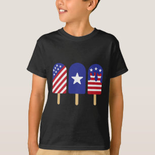 Camiseta De Julho Popsicle American Flag Patriótico Summer 