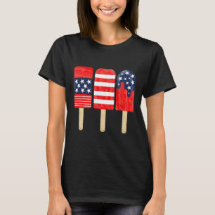 Camiseta De Julho Psicle Red White Blue American Flag Patr