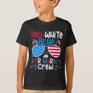 Camiseta De Julho Red White Blue Er Enfermeira Nur Patrióti