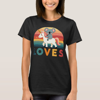Camiseta de Koala Montando Unicórnio, Arte de Koal