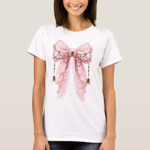 Camiseta de laço de aranha coquete rosa