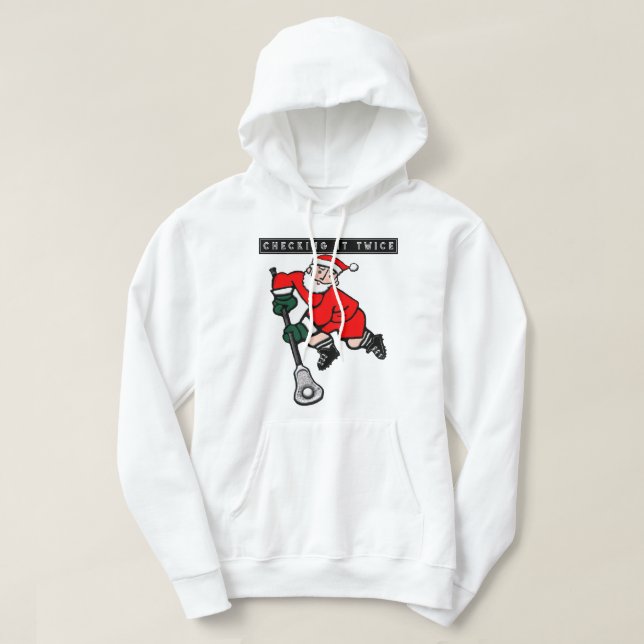 Camiseta de Lacrosse Verificando Duplamente Capuz (Frente do Design)