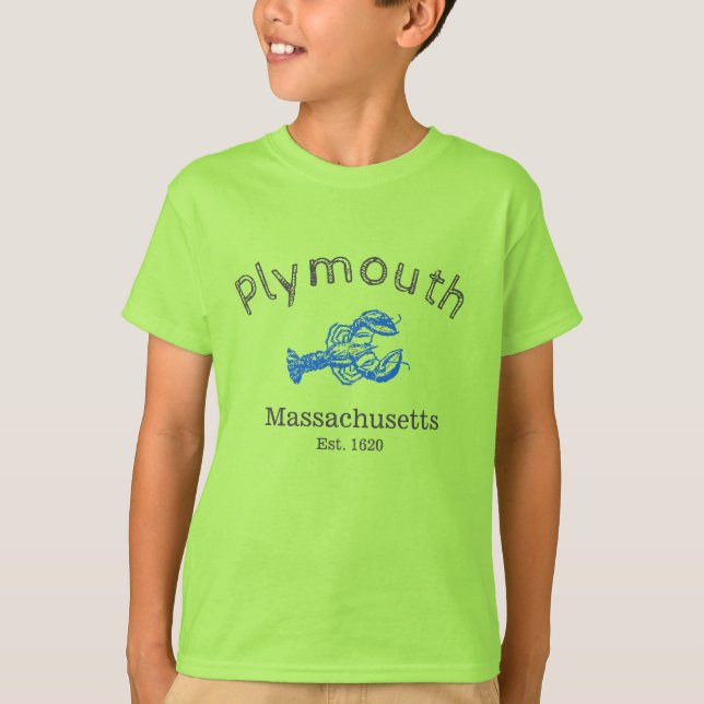 Camiseta de lavagante azul de Plymouth Massachuset (Frente)