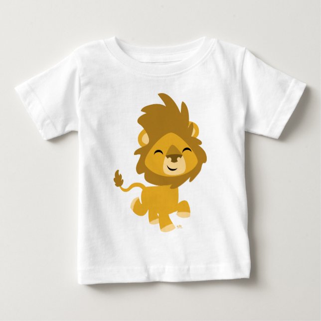 Camiseta de Leão de Cartoon Feliz e Bonita (Frente)