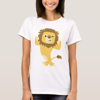 Camiseta de Leão de Cartoon Forte e Bonita