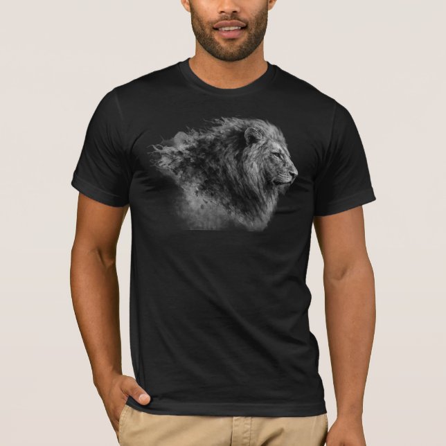 Camiseta de Leão em Perfil Monocromático (Frente)