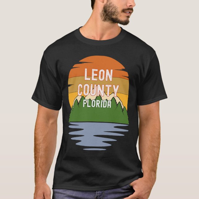 Camiseta De Leon County Florida Vintage Sunset (Frente)