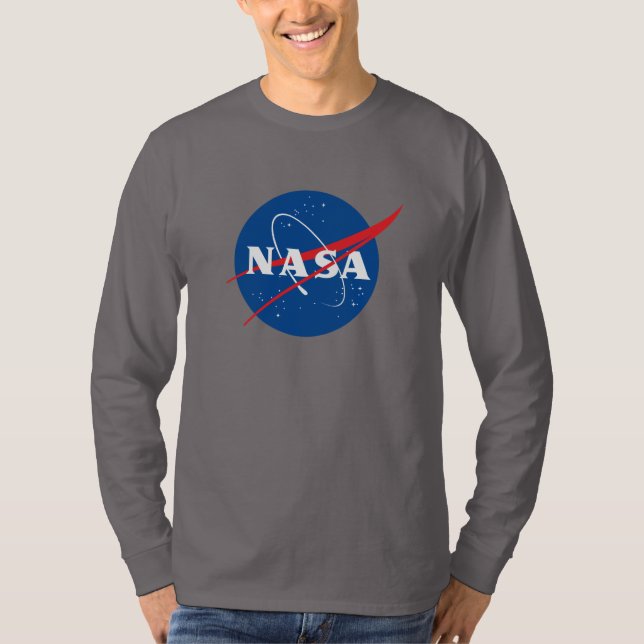 Camiseta de Leve Longa da NASA Icônica (Cinza Late (Frente)