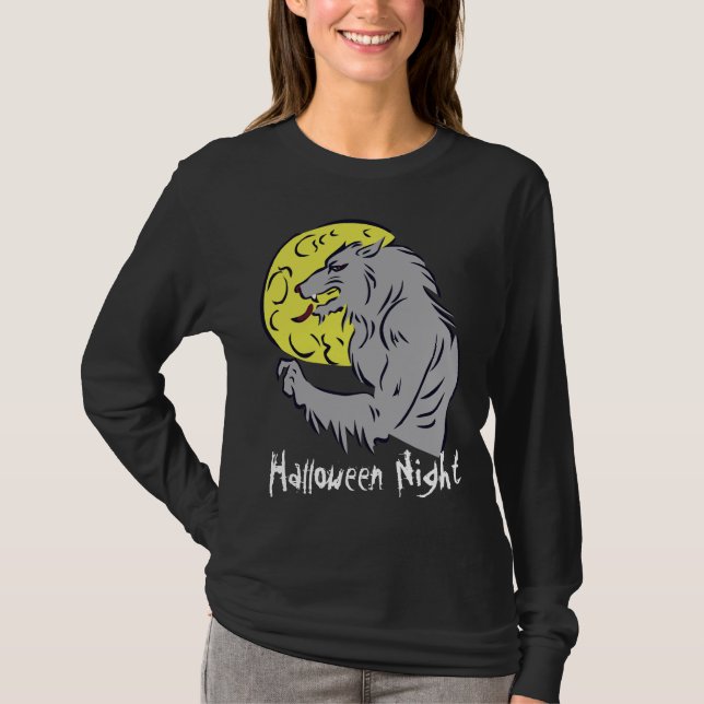 Camiseta de Leve Longa Noite de Halloween (Frente)