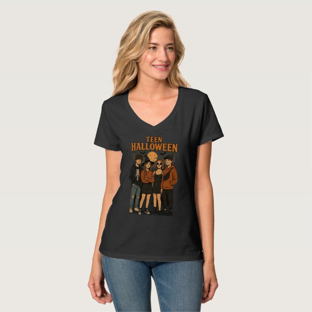 Camiseta de Leve Longa Noite de Teen Básica (Frente Completa)