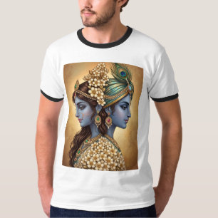 Camiseta de Linha de Arte Divina Radha Krishna / C