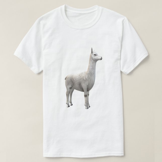 Camiseta de Llama/Alpaca Branca (Frente do Design)