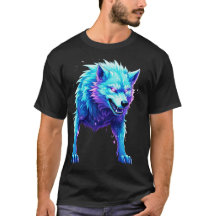 Camiseta de Lobo de Desenho Animado Elétrico