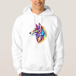 Camiseta de Lobo Geométrico Colorido